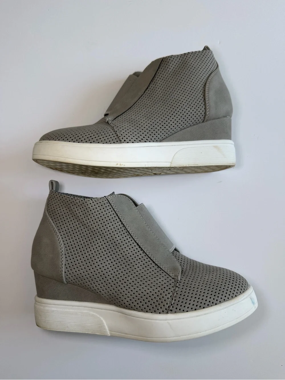 Perforated Gray Wedge Sneaker Boot